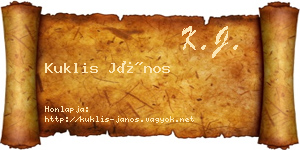 Kuklis János névjegykártya