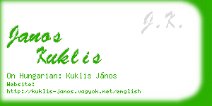 janos kuklis business card