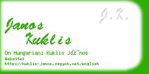 janos kuklis business card
